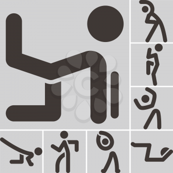 Health and Fitness icons set - aerobics icons set. Icons optimized for size 32x32 pixels