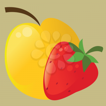 Fruit icon - apple and strawberries