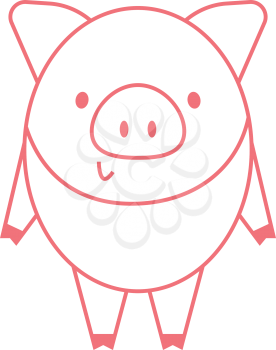 Funny piggy - outline humor color illustration