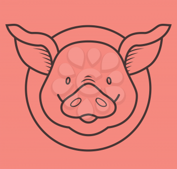 Funny piggy - outline humor color illustration
