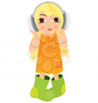 Royalty Free Clipart Image of a Girl Listening to Music