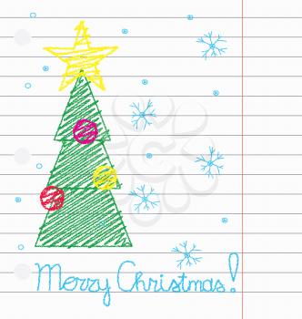 Royalty Free Clipart Image of a Drawing of a Christmas Tree