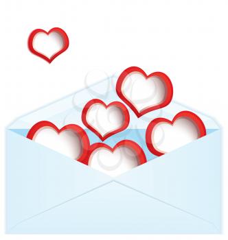 Royalty Free Clipart Image of Hearts in an Envelope