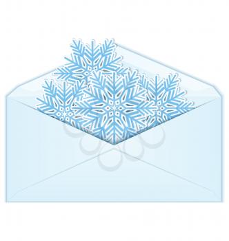 Royalty Free Clipart Image of Snowflakes in an Envelope