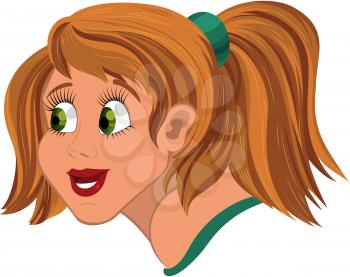 Illustration of cartoon female character isolated on white. Cartoon girl head.





