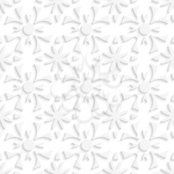 Abstract 3d seamless background. Simple geometrical pattern white repainting flowers with cut out of paper effect.


