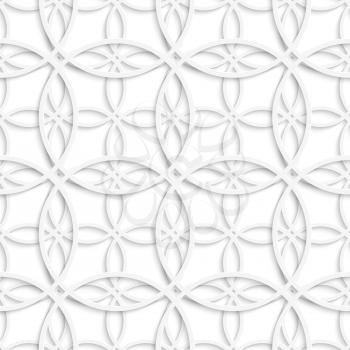 Abstract 3d seamless background. Simple geometrical pattern of intersecting layered circles with cut out of paper effect.


