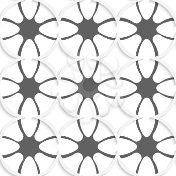 Abstract 3d seamless background. White rhombuses cut out o paper with shadow on gray ornament.

