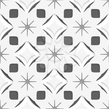 Abstract 3d seamless background. White snowflakes on dark gray and out of paper effect.

