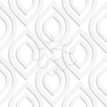 Abstract 3d seamless background. White vertical pointy ovals with cut out of paper effect.

