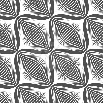 Abstract seamless background. Black and white simple wavy onion shapes pattern.

