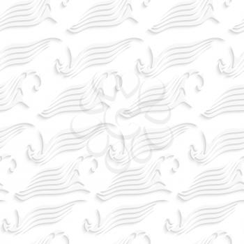 Abstract 3d geometrical seamless background. White abstract sea wave shapes pattern with cut out of paper effect.
