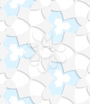 Abstract 3d seamless background. White and blue geometrical pattern with cut out of paper effect.
