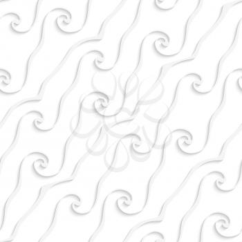 Abstract 3d geometrical seamless background. White curved lines and swirls with cut out of paper effect.
