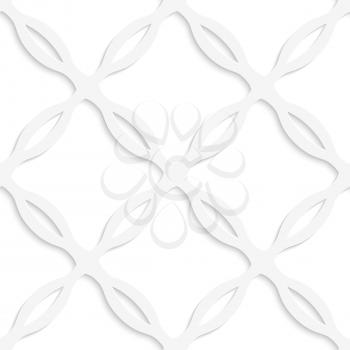 Abstract 3d geometrical seamless background. White curved squares net with cut out of paper effect.
