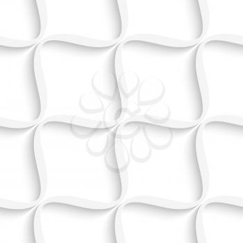 Abstract 3d geometrical seamless background. White diagonal wavy net pattern with cut out of paper effect.
