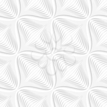 Abstract 3d seamless background. White geometrical diagonal onion shape pattern with cut out of paper effect.

