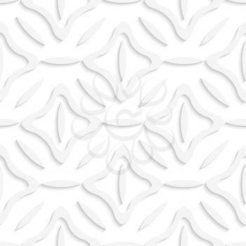 Abstract 3d geometrical seamless background. White ovals and squares with cut out of paper effect.
