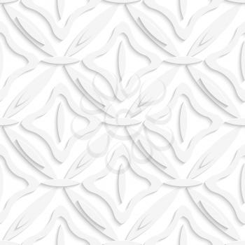 Abstract 3d geometrical seamless background. White ovals layered and squares with cut out of paper effect.
