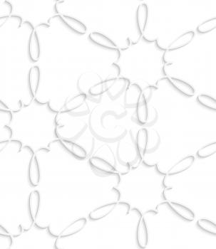 Abstract 3d geometrical seamless background. White simple flower swirl pattern with cut out of paper effect.

