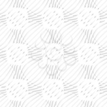 Abstract 3d geometrical seamless background. White simple wavy with small details pattern with cut out of paper effect.
