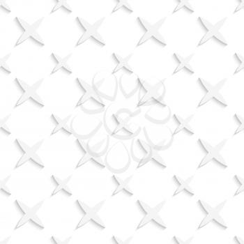Abstract 3d geometrical seamless background. White small and big stars with cut out of paper effect.
