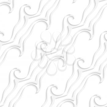 Abstract 3d geometrical seamless background. White striped curved lines and swirls with cut out of paper effect.
