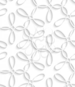 Abstract 3d geometrical seamless background. White swirls pattern with cut out of paper effect.

