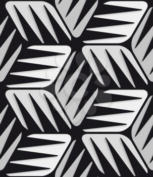 Abstract 3d geometrical seamless background. Gray 3d cubes striped with black.