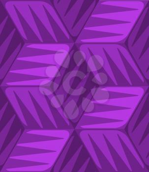 Abstract 3d geometrical seamless background. Purple 3d cubes striped with triangles.
