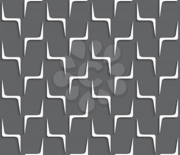 Seamless geometric background. Modern monochrome 3D texture. Pattern with realistic shadow and cut out of paper effect.Geometrical ornament with white zig-zag shapes on dark gray.