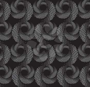 Seamless stylish geometric background. Modern abstract pattern. Flat monochrome design.Repeating ornament of  textured circles on dark gray.