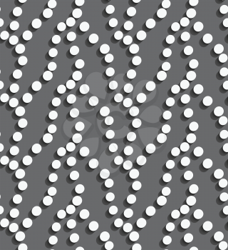 Seamless geometric background. Modern monochrome 3D texture. Pattern with realistic shadow and cut out of paper effect.Geometrical pattern with dots making waves.