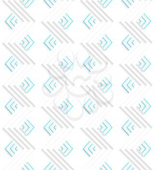 Seamless geometric background. Modern 3D texture. Pattern with realistic shadow and cut out of paper effect.White embossed zigzags with green.