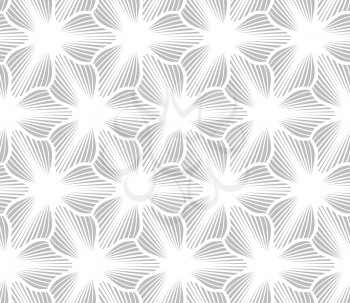 Abstract geometric background. Seamless flat monochrome pattern. Simple design.Slim gray hatched trefoils.