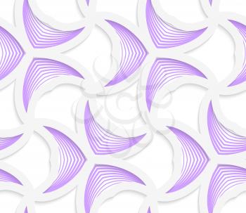 Seamless geometric background. Pattern with realistic shadow and cut out of paper effect.Colored.3D colored purple geometrical striped pedals.