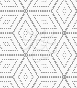 Seamless stylish dotted geometric background. Modern abstract pattern made with dotts. Flat monochrome design.Gray dotted cubes.