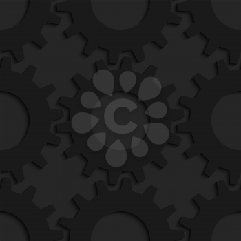 Black 3D seamless background. Dark pattern with realistic shadow.Black 3d gears.