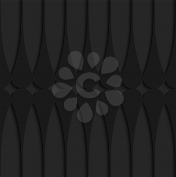 Black 3D seamless background. Dark pattern with realistic shadow.Black 3d horizontal Juggling clubs touching.