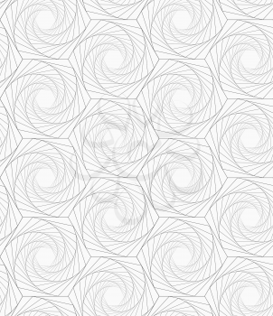 Monochrome abstract geometrical pattern. Modern gray seamless background. Flat simple design.Gray striped shapes resembling roses.