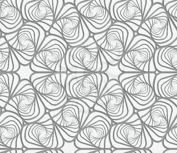 Modern seamless pattern. Geometric background with perforated effect. Shadow creates 3D texture.Perforated swirly striped rounded shapes.