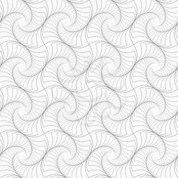 Gray seamless geometrical pattern. Simple monochrome texture. Abstract background.Slim gray striped twisted squares.