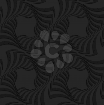 Seamless geometric background. Pattern with 3D texture and realistic shadow.Textured black plastic twisted big squares.