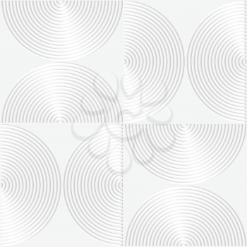 Paper white 3D geometric background. Seamless pattern with realistic shadow and cut out of paper effect.White paper 3D striped semi circles.