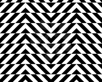 Black and white alternating chevron with horizontal cut.Seamless stylish geometric background. Modern abstract pattern. Flat monochrome design.