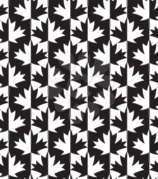 Black and white alternating maple leaves half and half.Seamless stylish geometric background. Modern abstract pattern. Flat monochrome design.