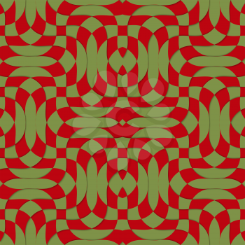 Retro 3D green red overlapping texture.Abstract layered pattern. Bright colored background with realistic shadow and thee dimentional effect.