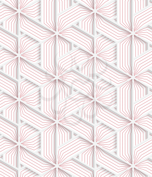 White 3D with colors triangular grid with red.Abstract geometrical background. Pattern with cut out paper effect and realistic shadows.