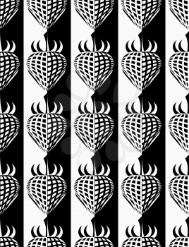 Black and white abstract strawberry.Seamless stylish geometric background. Modern abstract pattern. Flat monochrome design.