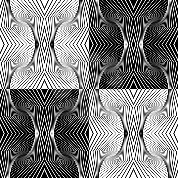 Black and white bulging with diamond ornament.Seamless stylish geometric background. Modern abstract pattern. Flat monochrome design.